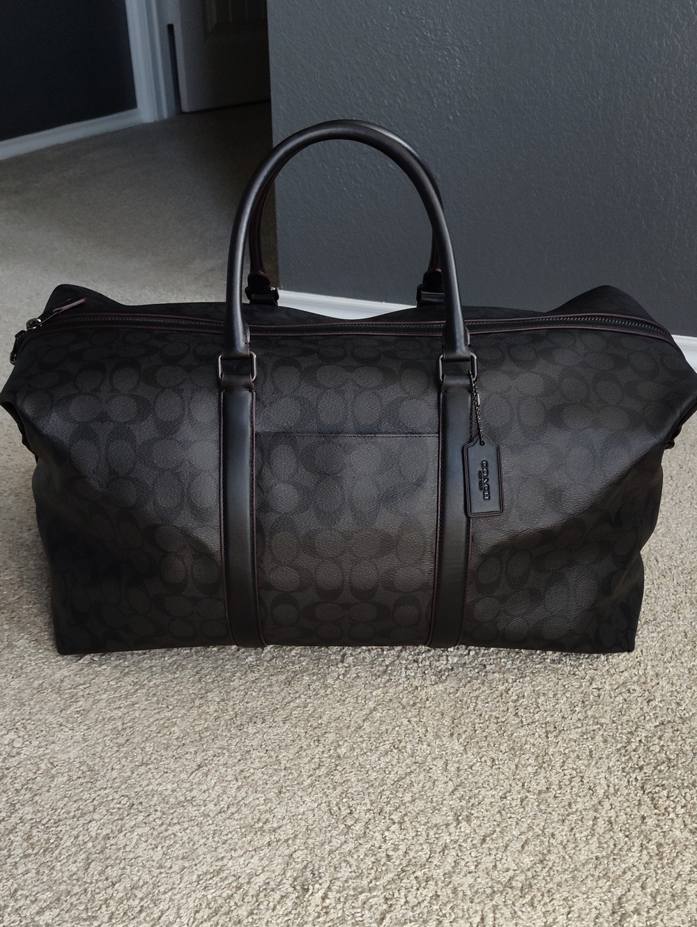 Coach Men's Signature Duffel Bag in Black/Black/Oxblood